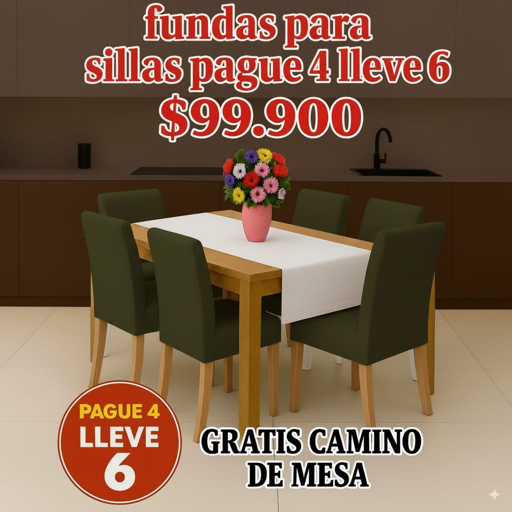FUNDAS AJUSTABLES PARA SILLAS DE COMEDOR PAGUE 4 LLEVE6 +CENTRO DE MESA. 5/5⭐️⭐️⭐️⭐️⭐️