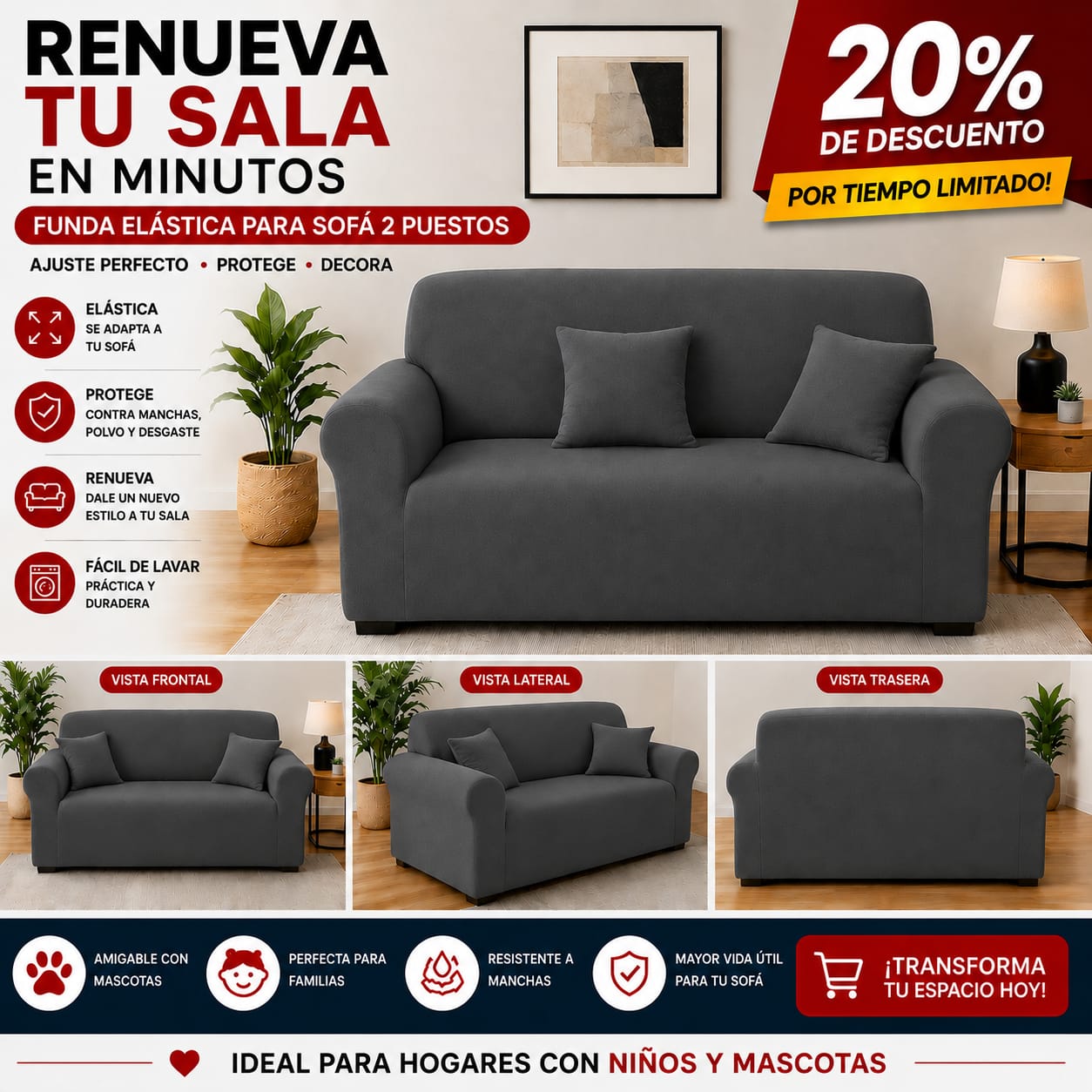 FUNDA PREMIUM AJUSTABLE PARA SOFA 20% DE DESCUENTO ⭐️⭐️⭐️⭐️⭐️