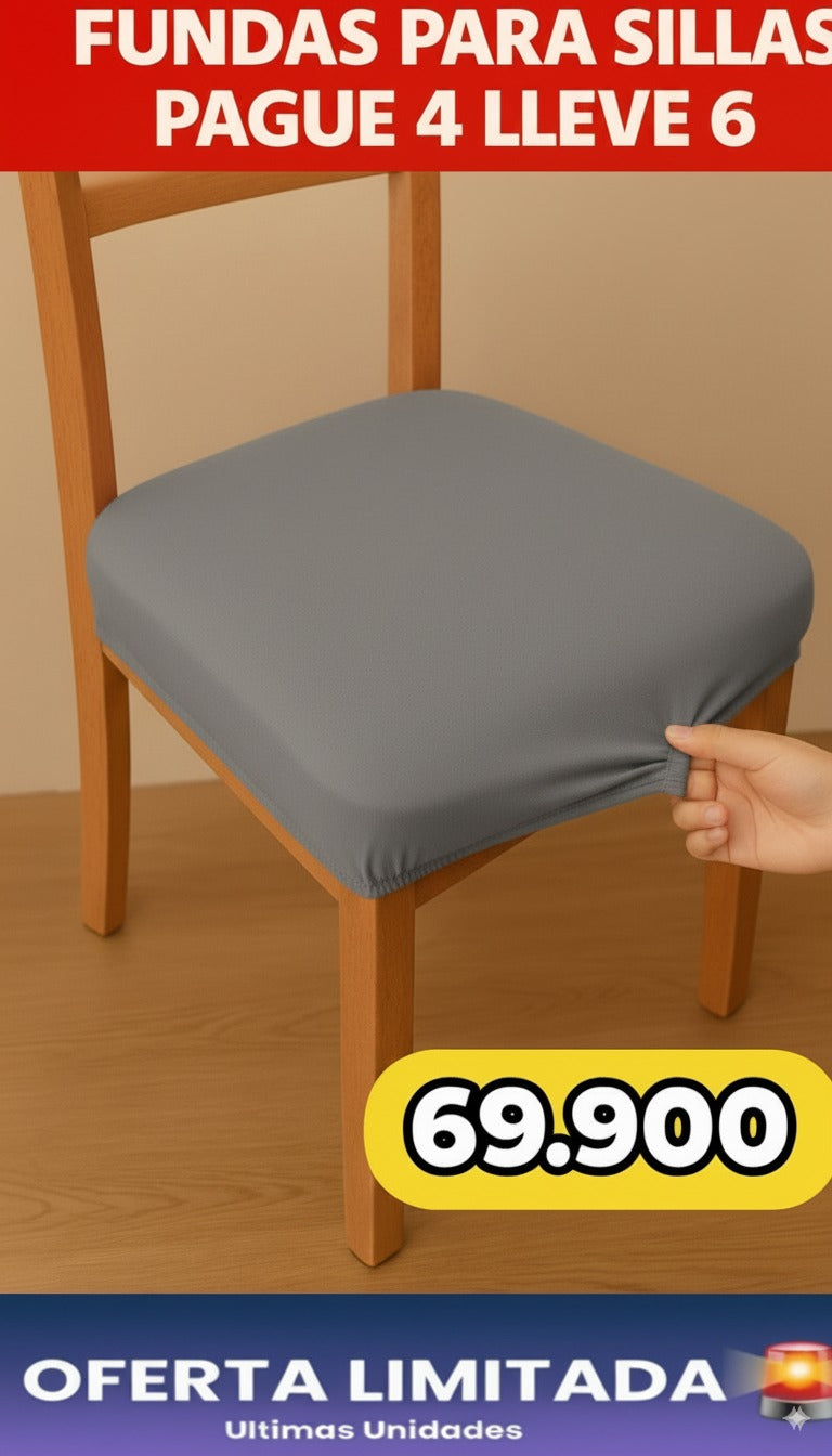 FUNDA AJUSTABLE PARA SILLAS DE COMEDOR SIN ESPALDAR⭐️⭐️⭐️⭐️⭐️5/5