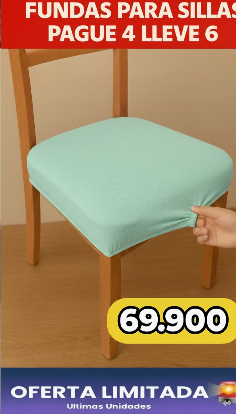 FUNDA AJUSTABLE PARA SILLAS DE COMEDOR SIN ESPALDAR⭐️⭐️⭐️⭐️⭐️5/5