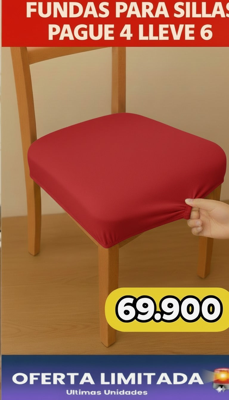 FUNDA AJUSTABLE PARA SILLAS DE COMEDOR SIN ESPALDAR⭐️⭐️⭐️⭐️⭐️5/5