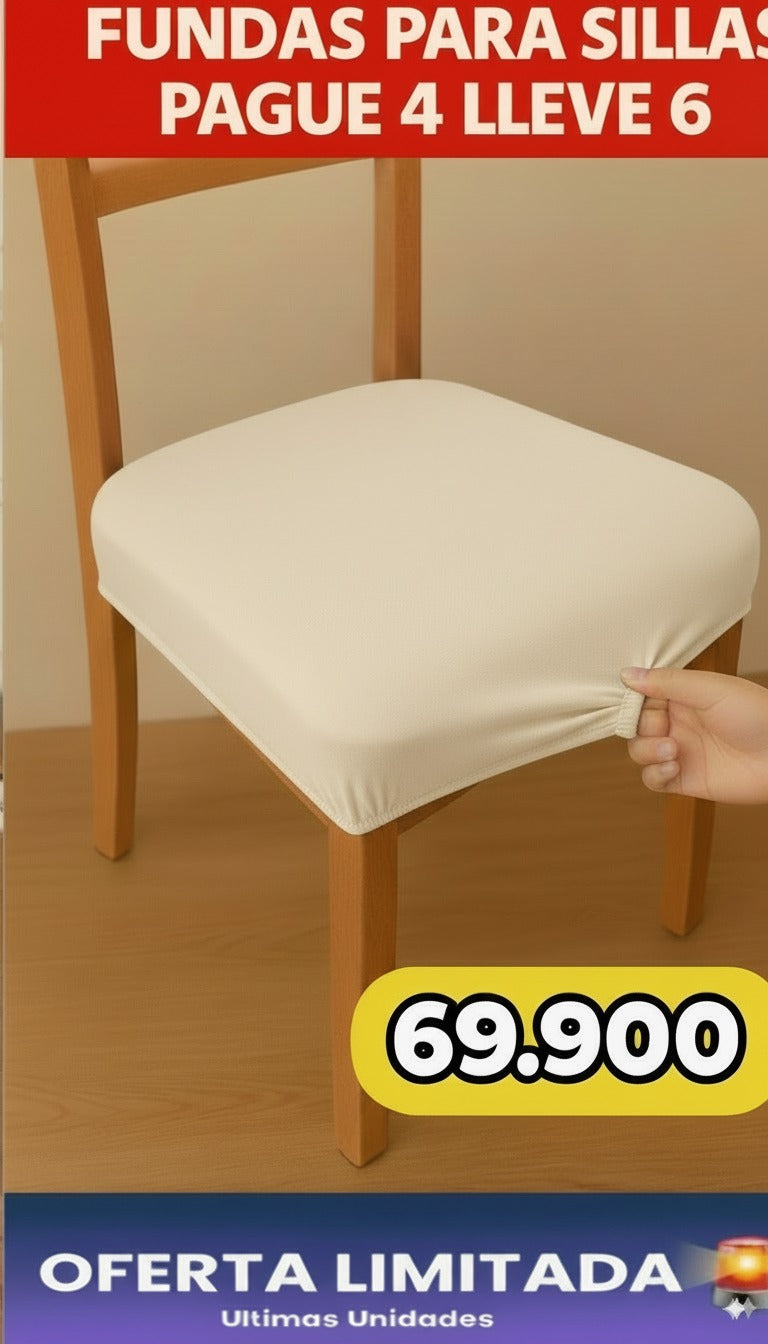 FUNDA AJUSTABLE PARA SILLAS DE COMEDOR SIN ESPALDAR⭐️⭐️⭐️⭐️⭐️5/5