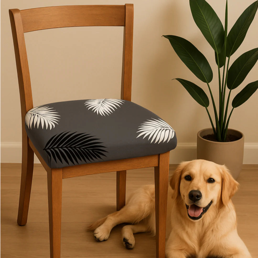 FUNDA AJUSTABLES ESTAMPADAS PARA SILLAS DE COMEDOR SIN ESPALDAR⭐️⭐️⭐️⭐️⭐️5/5