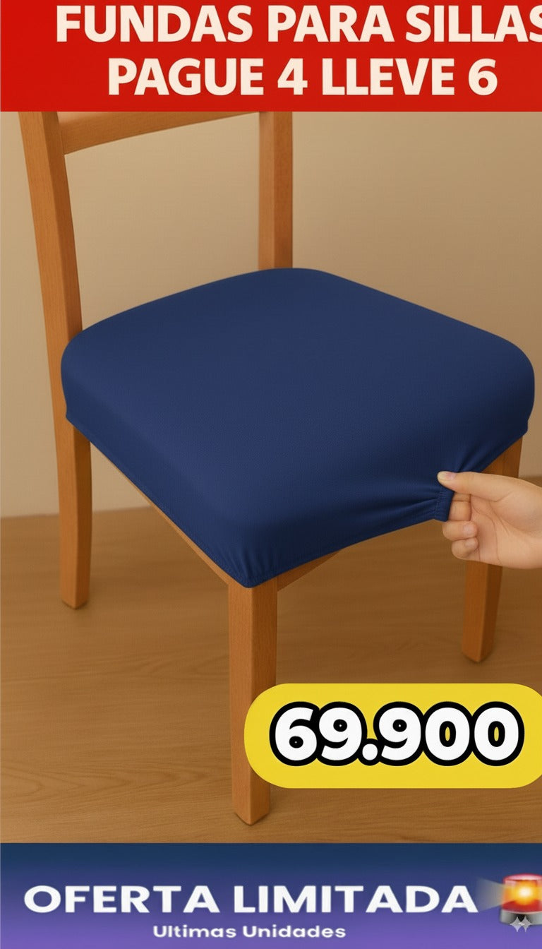 FUNDA AJUSTABLE PARA SILLAS DE COMEDOR SIN ESPALDAR⭐️⭐️⭐️⭐️⭐️5/5