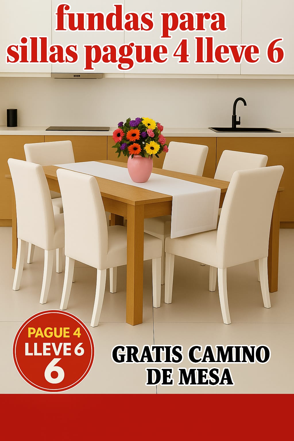 FUNDAS AJUSTABLES PARA SILLAS DE COMEDOR PAGUE 4 LLEVE6 +CENTRO DE MESA. 5/5⭐️⭐️⭐️⭐️⭐️