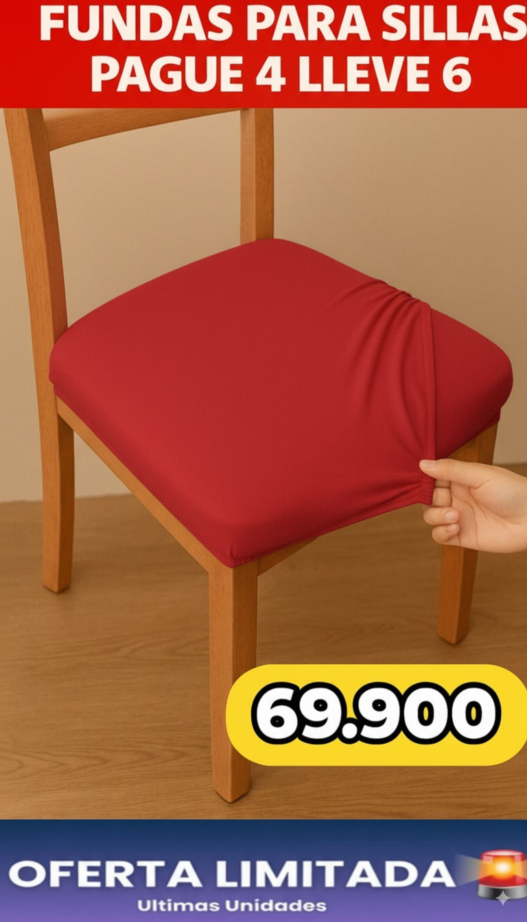 FUNDA AJUSTABLE PARA SILLAS DE COMEDOR SIN ESPALDAR⭐️⭐️⭐️⭐️⭐️5/5