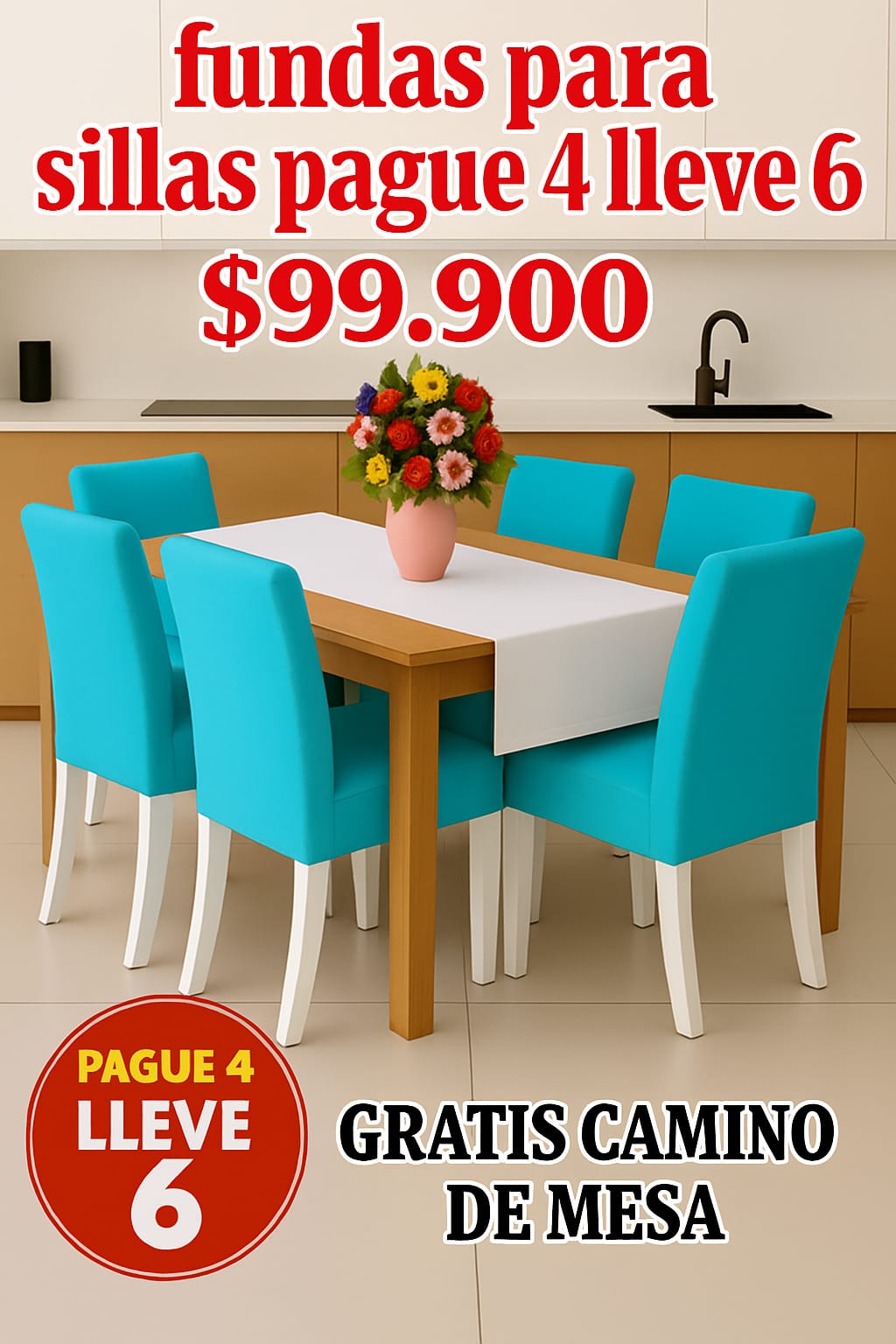 FUNDAS AJUSTABLES PARA SILLAS DE COMEDOR PAGUE 4 LLEVE6 +CENTRO DE MESA. 5/5⭐️⭐️⭐️⭐️⭐️
