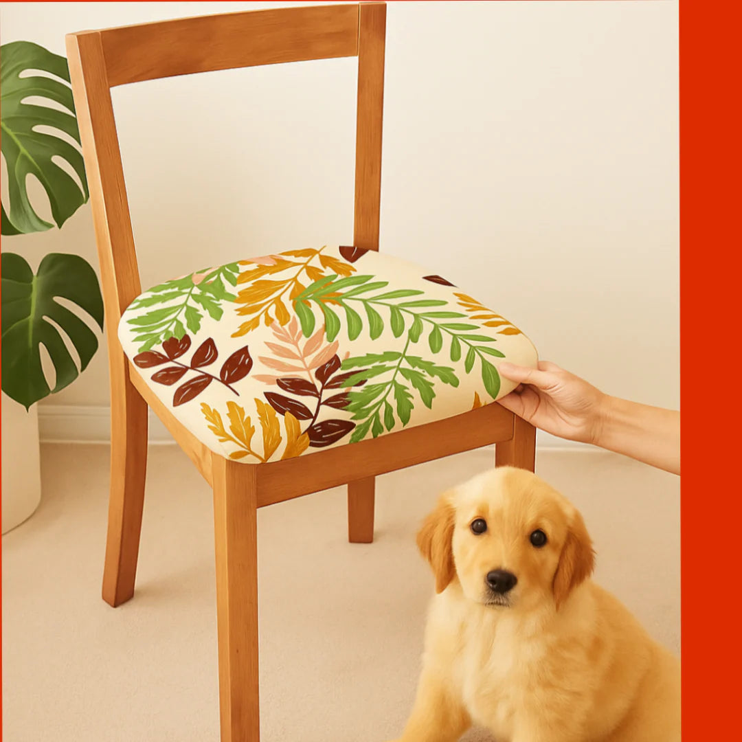 FUNDA AJUSTABLES ESTAMPADAS PARA SILLAS DE COMEDOR SIN ESPALDAR⭐️⭐️⭐️⭐️⭐️5/5