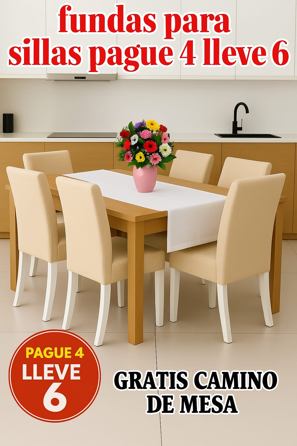 FUNDAS AJUSTABLES PARA SILLAS DE COMEDOR PAGUE 4 LLEVE6 +CENTRO DE MESA. 5/5⭐️⭐️⭐️⭐️⭐️