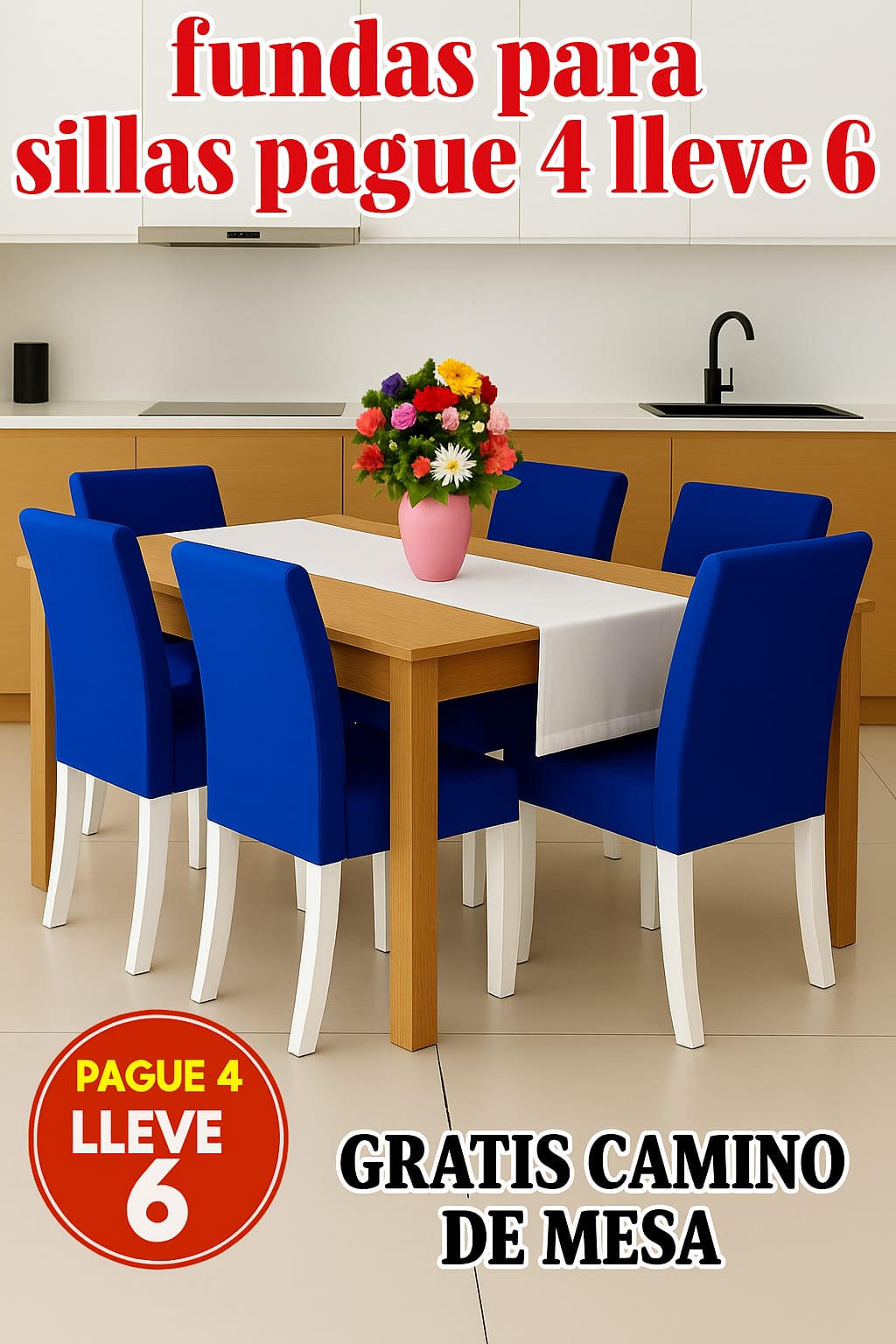 FUNDAS AJUSTABLES PARA SILLAS DE COMEDOR PAGUE 4 LLEVE6 +CENTRO DE MESA. 5/5⭐️⭐️⭐️⭐️⭐️