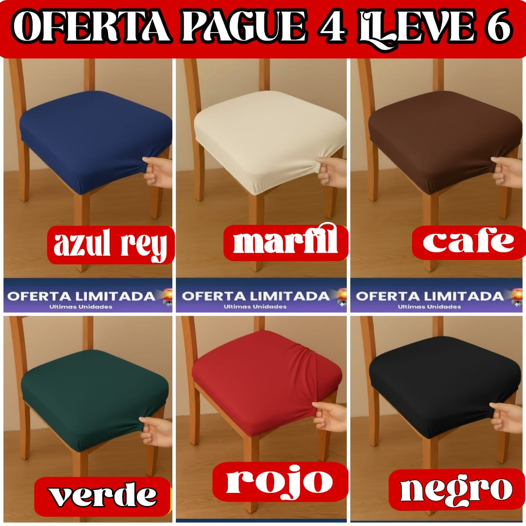 FUNDA AJUSTABLE PARA SILLAS DE COMEDOR SIN ESPALDAR⭐️⭐️⭐️⭐️⭐️5/5