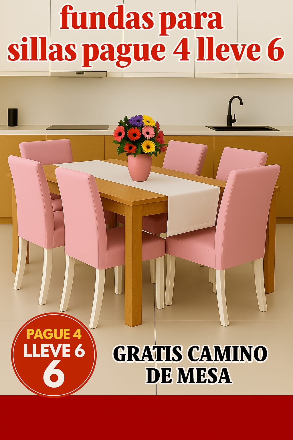 FUNDAS AJUSTABLES PARA SILLAS DE COMEDOR PAGUE 4 LLEVE6 +CENTRO DE MESA. 5/5⭐️⭐️⭐️⭐️⭐️