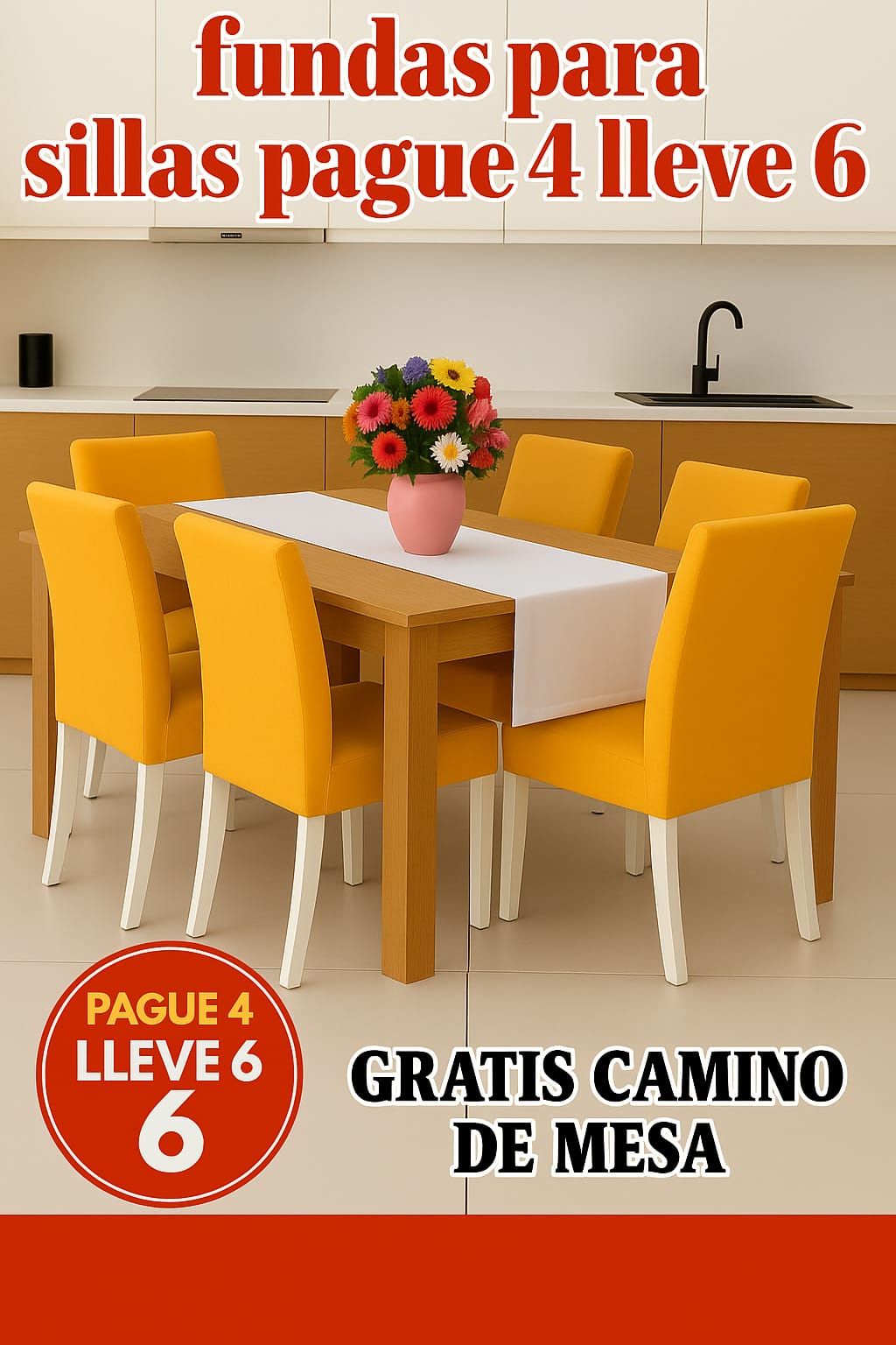 FUNDAS AJUSTABLES PARA SILLAS DE COMEDOR PAGUE 4 LLEVE6 +CENTRO DE MESA. 5/5⭐️⭐️⭐️⭐️⭐️
