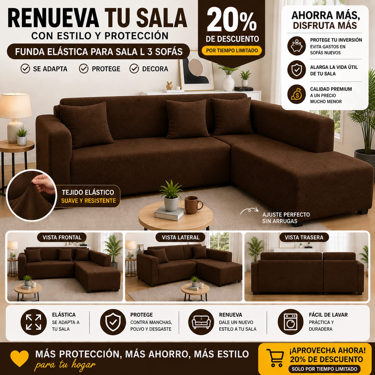 FUNDA PREMIUM AJUSTABLE PARA SOFA  20% DE DESCUENTO ⭐️⭐️⭐️⭐️⭐️
