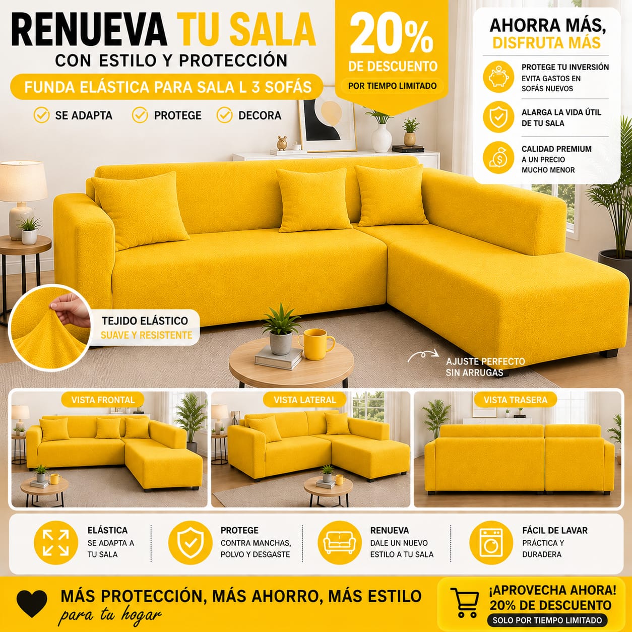 FUNDA PREMIUM AJUSTABLE PARA SOFA  20% DE DESCUENTO ⭐️⭐️⭐️⭐️⭐️