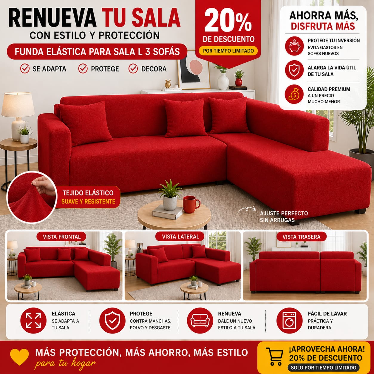 FUNDA PREMIUM AJUSTABLE PARA SOFA  20% DE DESCUENTO ⭐️⭐️⭐️⭐️⭐️