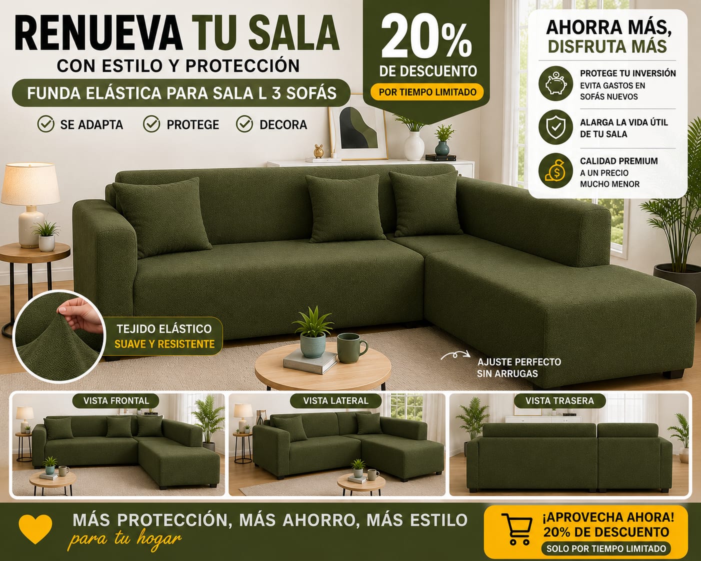 FUNDA PREMIUM AJUSTABLE PARA SOFA  20% DE DESCUENTO ⭐️⭐️⭐️⭐️⭐️