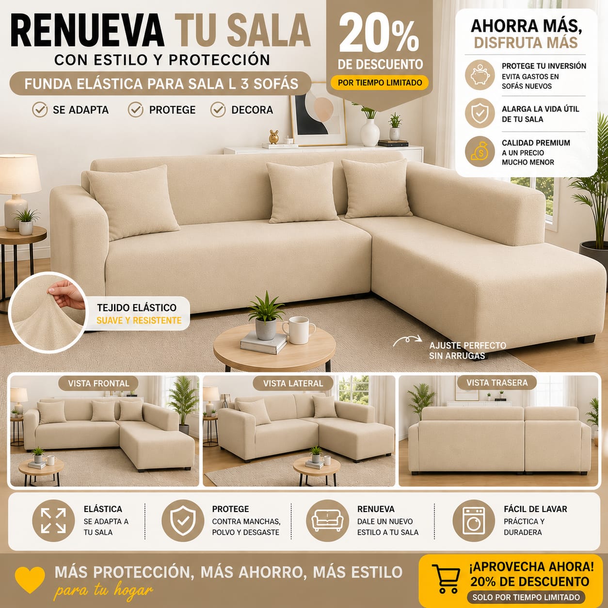 FUNDA PREMIUM AJUSTABLE PARA SOFA  20% DE DESCUENTO ⭐️⭐️⭐️⭐️⭐️