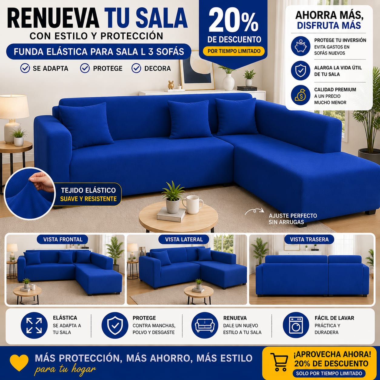 FUNDA PREMIUM AJUSTABLE PARA SOFA  20% DE DESCUENTO ⭐️⭐️⭐️⭐️⭐️