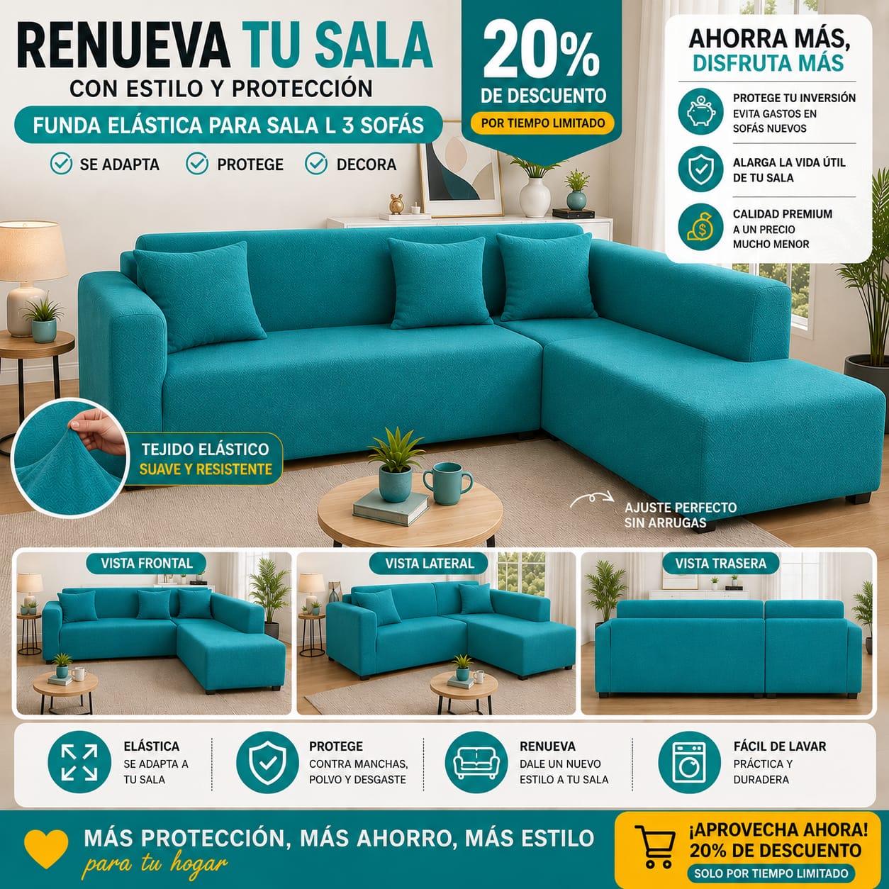 FUNDA PREMIUM AJUSTABLE PARA SOFA  20% DE DESCUENTO ⭐️⭐️⭐️⭐️⭐️