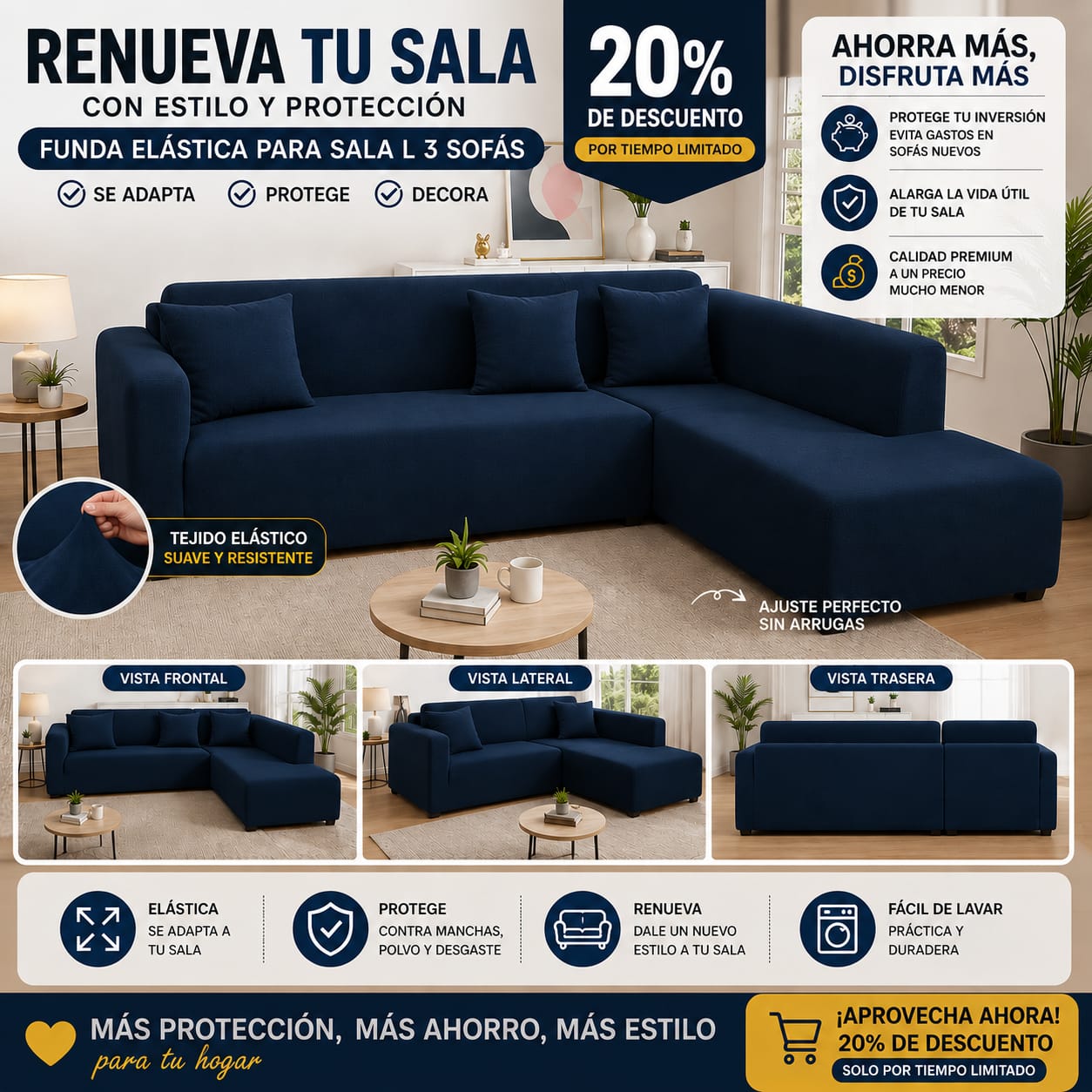 FUNDA PREMIUM AJUSTABLE PARA SOFA  20% DE DESCUENTO ⭐️⭐️⭐️⭐️⭐️