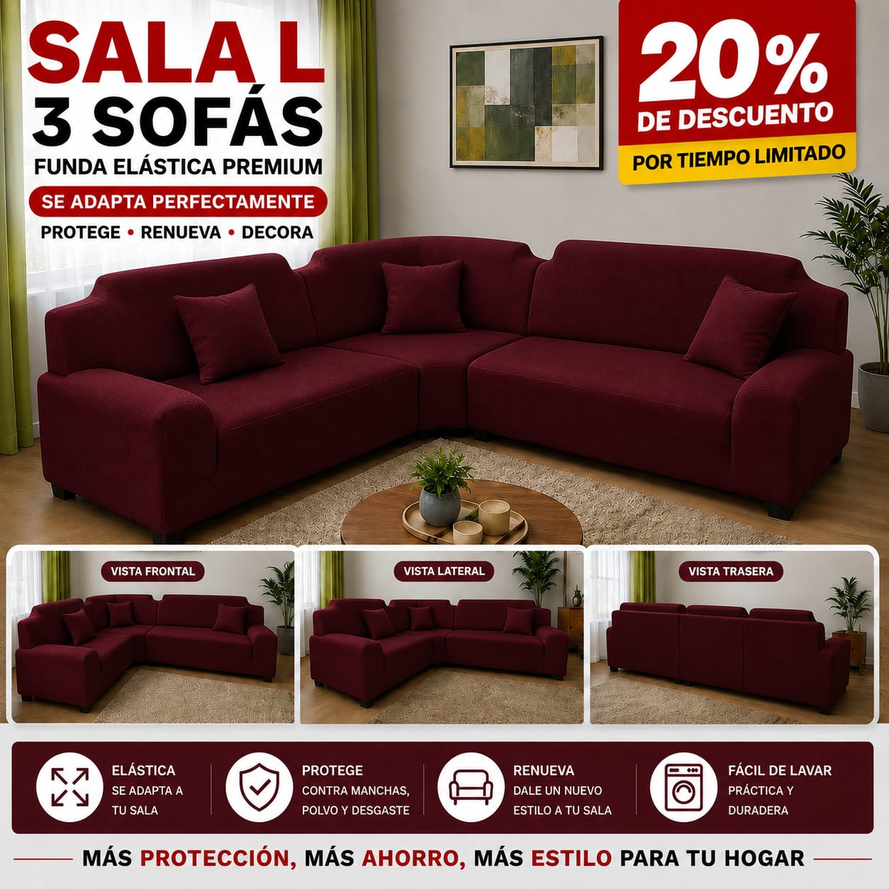 FUNDA PREMIUM AJUSTABLE PARA SOFA  20% DE DESCUENTO ⭐️⭐️⭐️⭐️⭐️