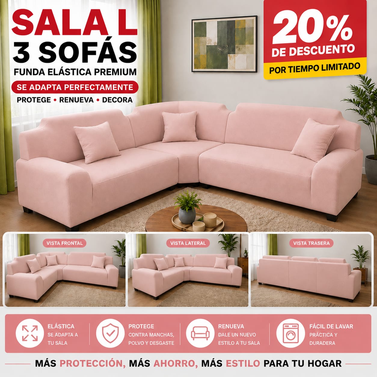 FUNDA PREMIUM AJUSTABLE PARA SOFA  20% DE DESCUENTO ⭐️⭐️⭐️⭐️⭐️