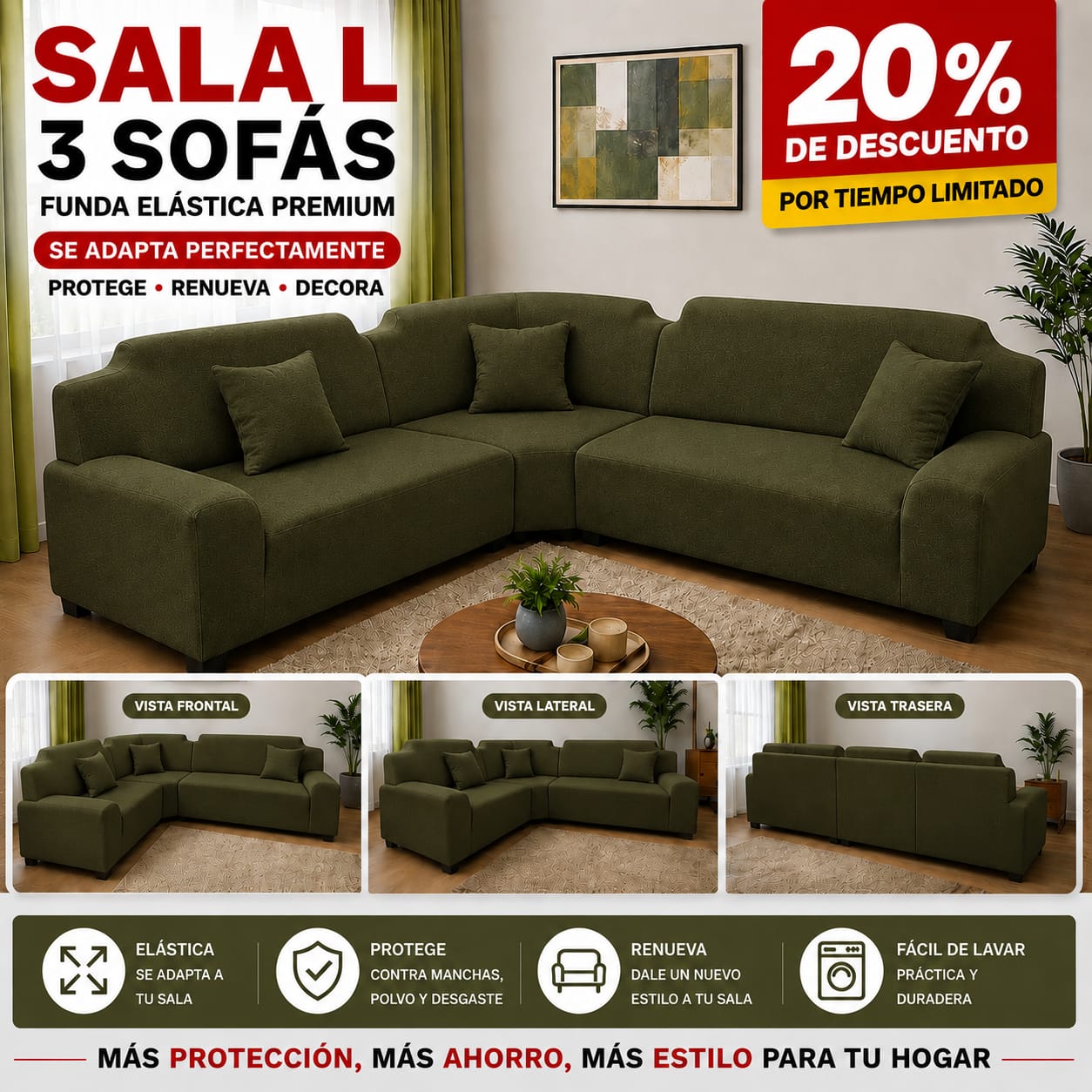 FUNDA PREMIUM AJUSTABLE PARA SOFA  20% DE DESCUENTO ⭐️⭐️⭐️⭐️⭐️