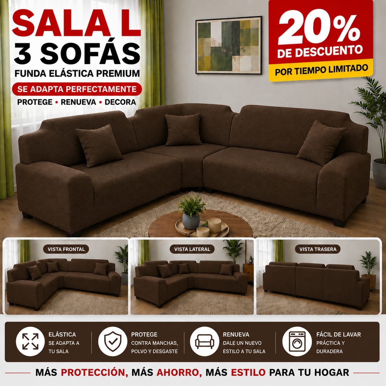 FUNDA PREMIUM AJUSTABLE PARA SOFA  20% DE DESCUENTO ⭐️⭐️⭐️⭐️⭐️