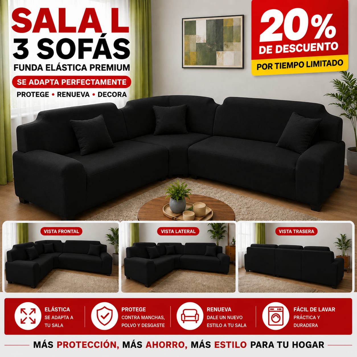 FUNDA PREMIUM AJUSTABLE PARA SOFA  20% DE DESCUENTO ⭐️⭐️⭐️⭐️⭐️