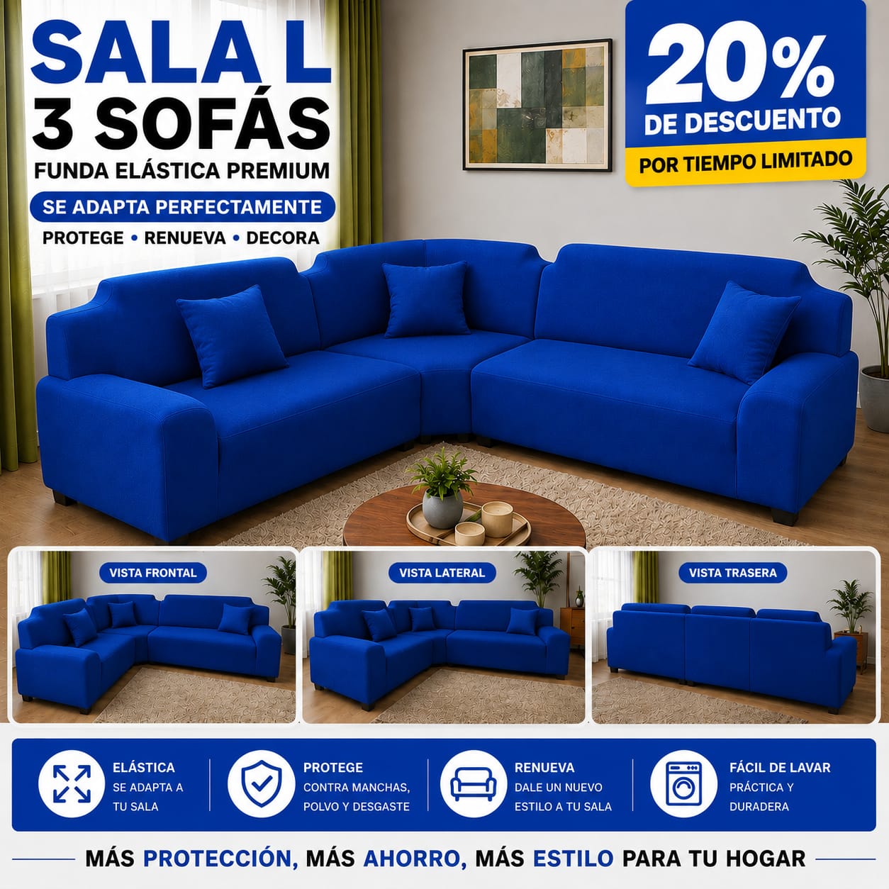 OFERTA EN FUNDAS AJUSTABLES PARA SOFA TIPO L 3 PIEZAS ⭐️⭐️⭐️⭐️⭐️5/5