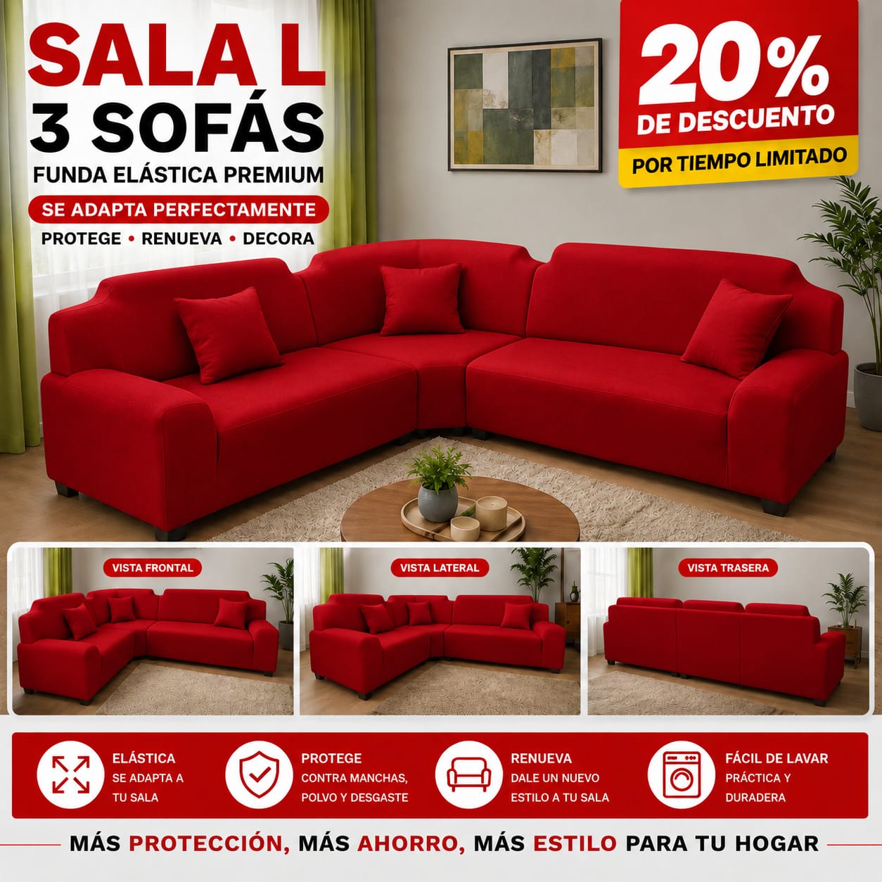 FUNDA PREMIUM AJUSTABLE PARA SOFA  20% DE DESCUENTO ⭐️⭐️⭐️⭐️⭐️