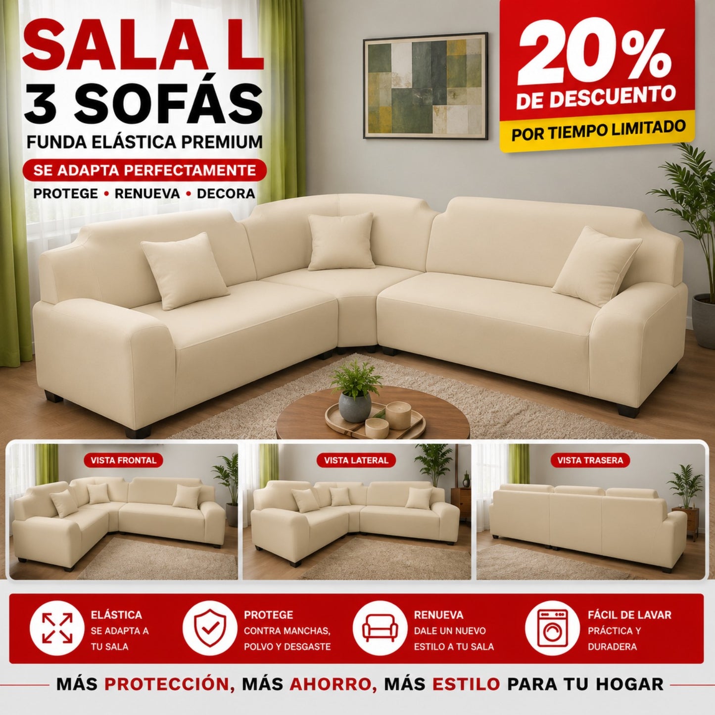 FUNDA PREMIUM AJUSTABLE PARA SOFA  20% DE DESCUENTO ⭐️⭐️⭐️⭐️⭐️
