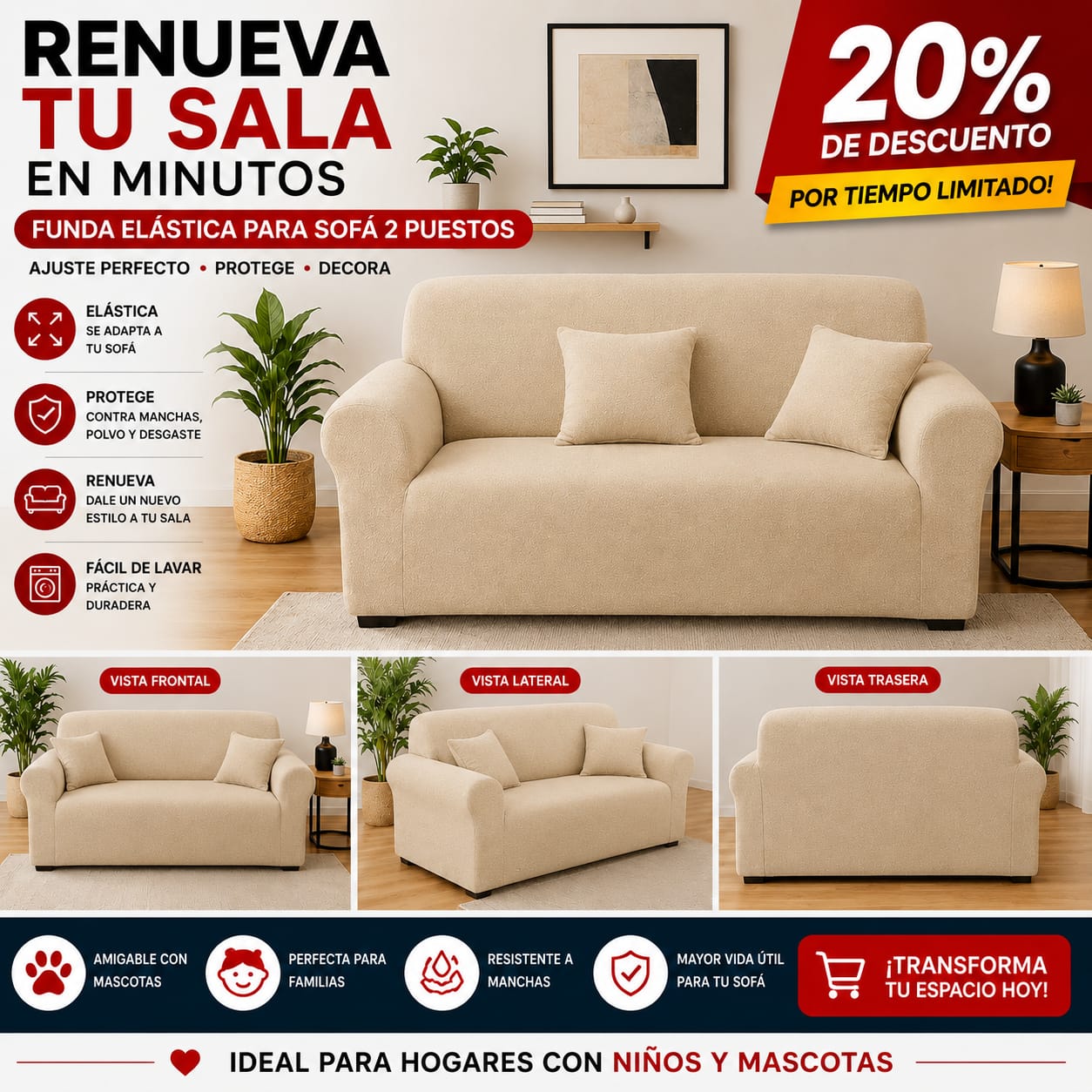 FUNDA PREMIUM AJUSTABLE PARA SOFA  20% DE DESCUENTO ⭐️⭐️⭐️⭐️⭐️