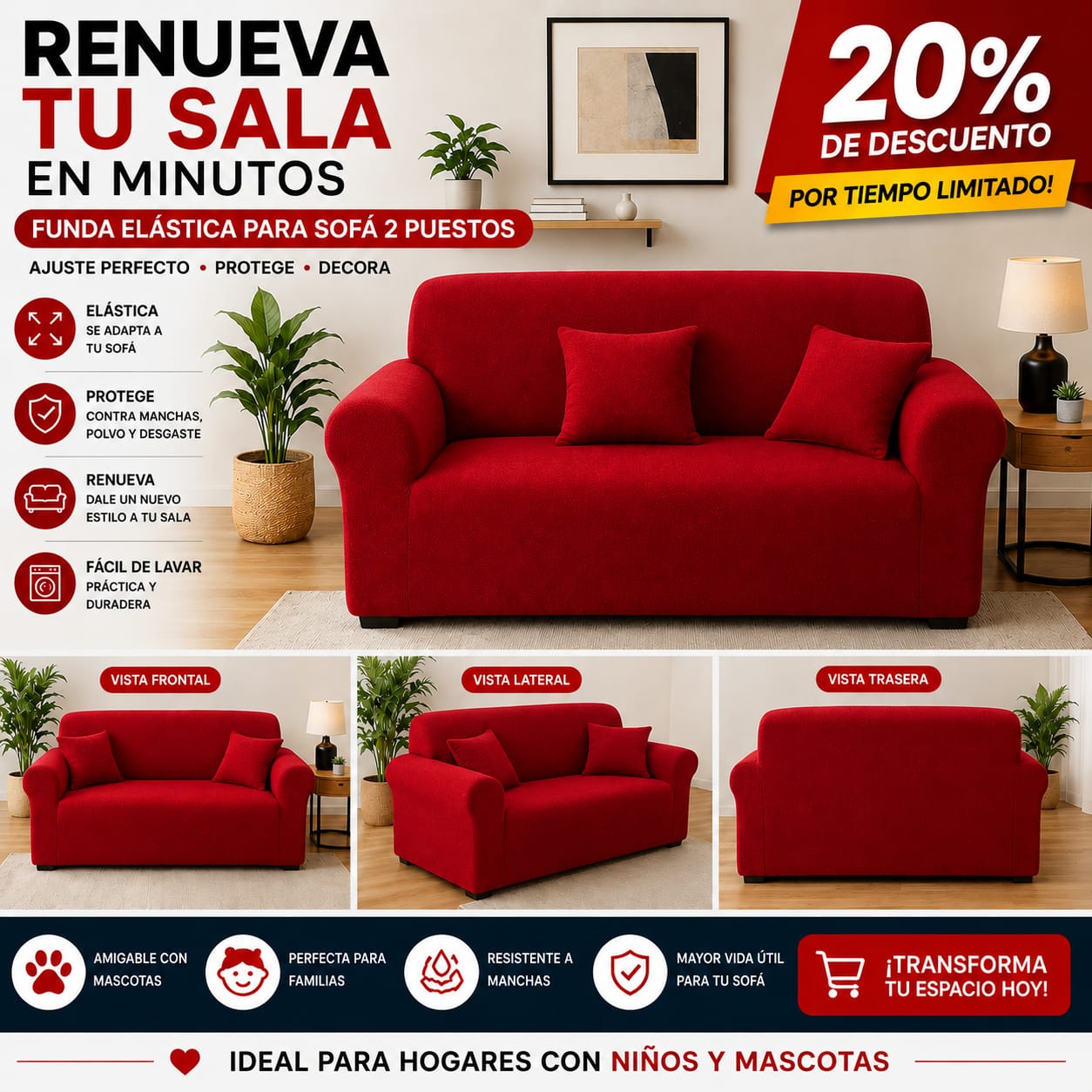 FUNDA PREMIUM AJUSTABLE PARA SOFA  20% DE DESCUENTO ⭐️⭐️⭐️⭐️⭐️