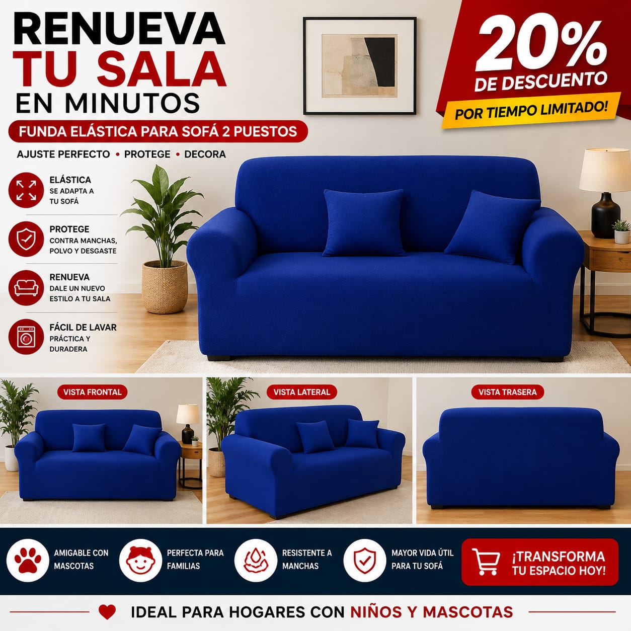 FUNDA PREMIUM AJUSTABLE PARA SOFA  20% DE DESCUENTO ⭐️⭐️⭐️⭐️⭐️