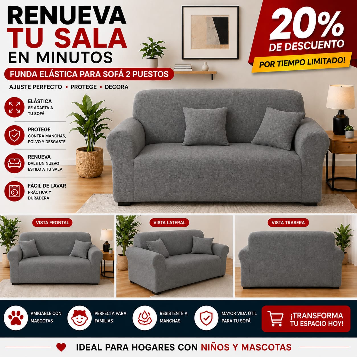 FUNDA PREMIUM AJUSTABLE PARA SOFA  20% DE DESCUENTO ⭐️⭐️⭐️⭐️⭐️