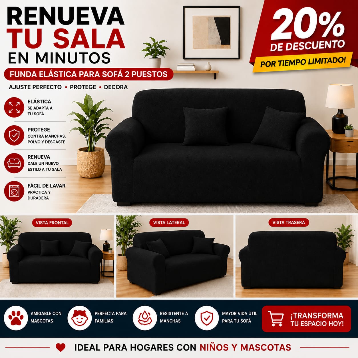 FUNDA PREMIUM AJUSTABLE PARA SOFA  20% DE DESCUENTO ⭐️⭐️⭐️⭐️⭐️