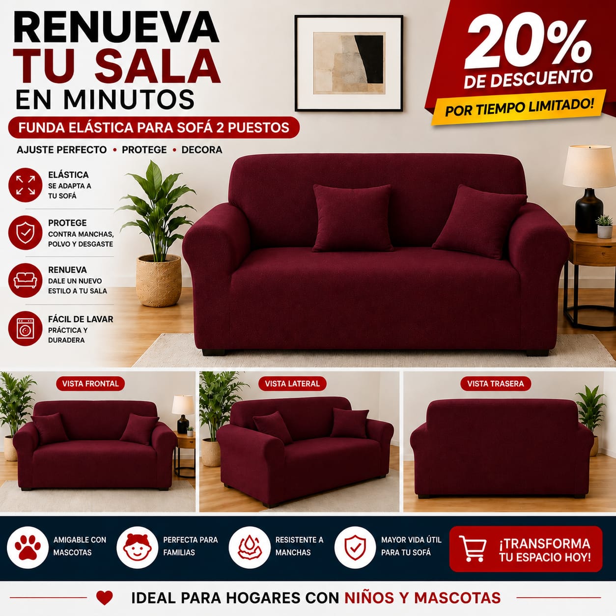 FUNDA PREMIUM AJUSTABLE PARA SOFA  20% DE DESCUENTO ⭐️⭐️⭐️⭐️⭐️