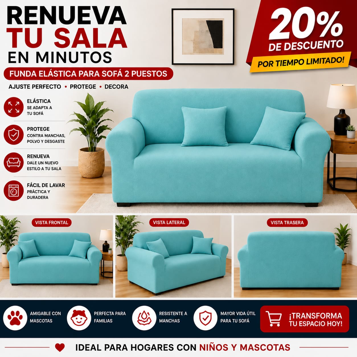 FUNDA PREMIUM AJUSTABLE PARA SOFA  20% DE DESCUENTO ⭐️⭐️⭐️⭐️⭐️