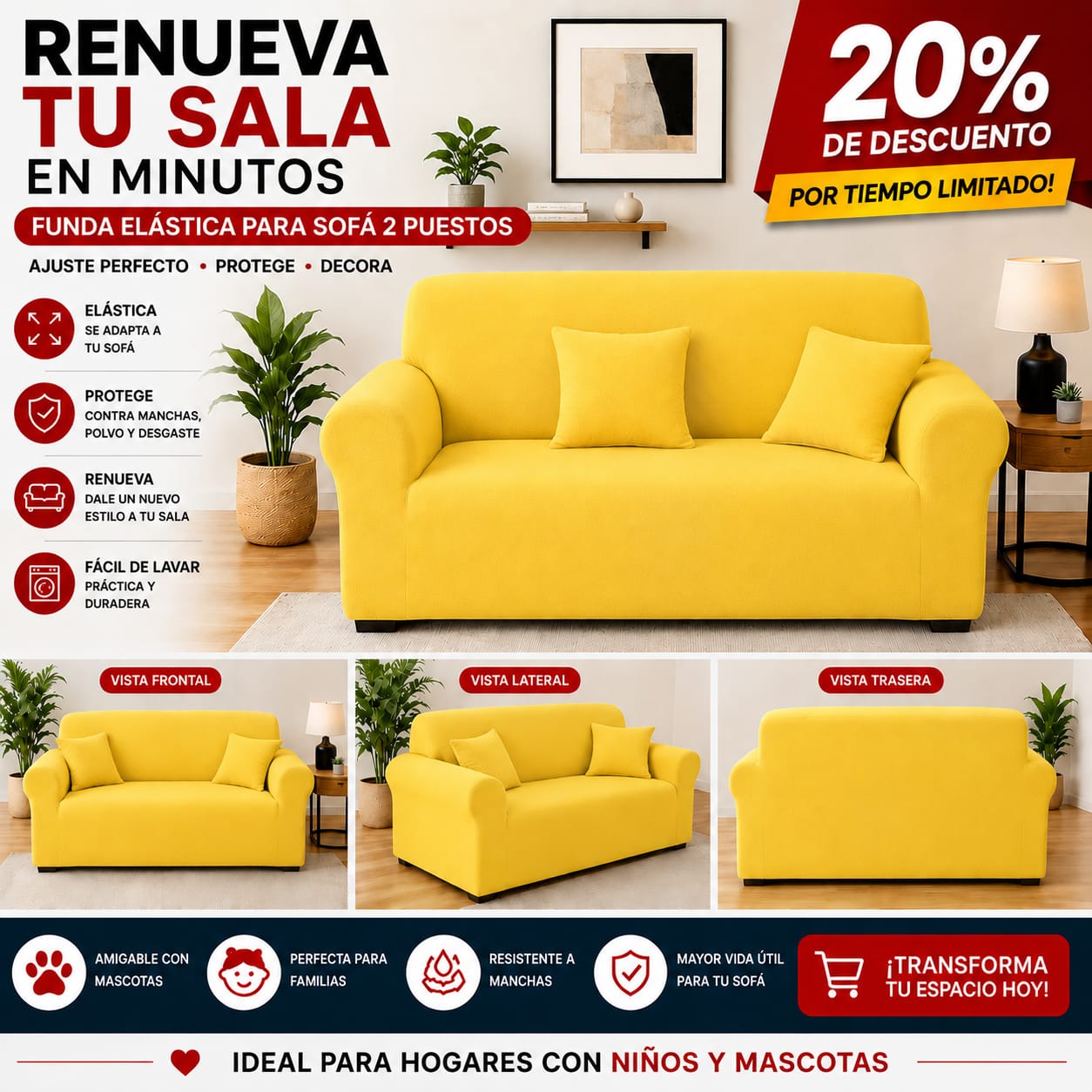 FUNDA PREMIUM AJUSTABLE PARA SOFA  20% DE DESCUENTO ⭐️⭐️⭐️⭐️⭐️