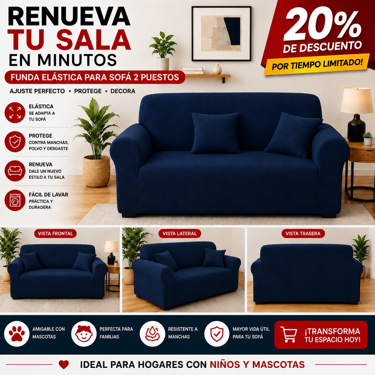 FUNDA PREMIUM AJUSTABLE PARA SOFA  20% DE DESCUENTO ⭐️⭐️⭐️⭐️⭐️