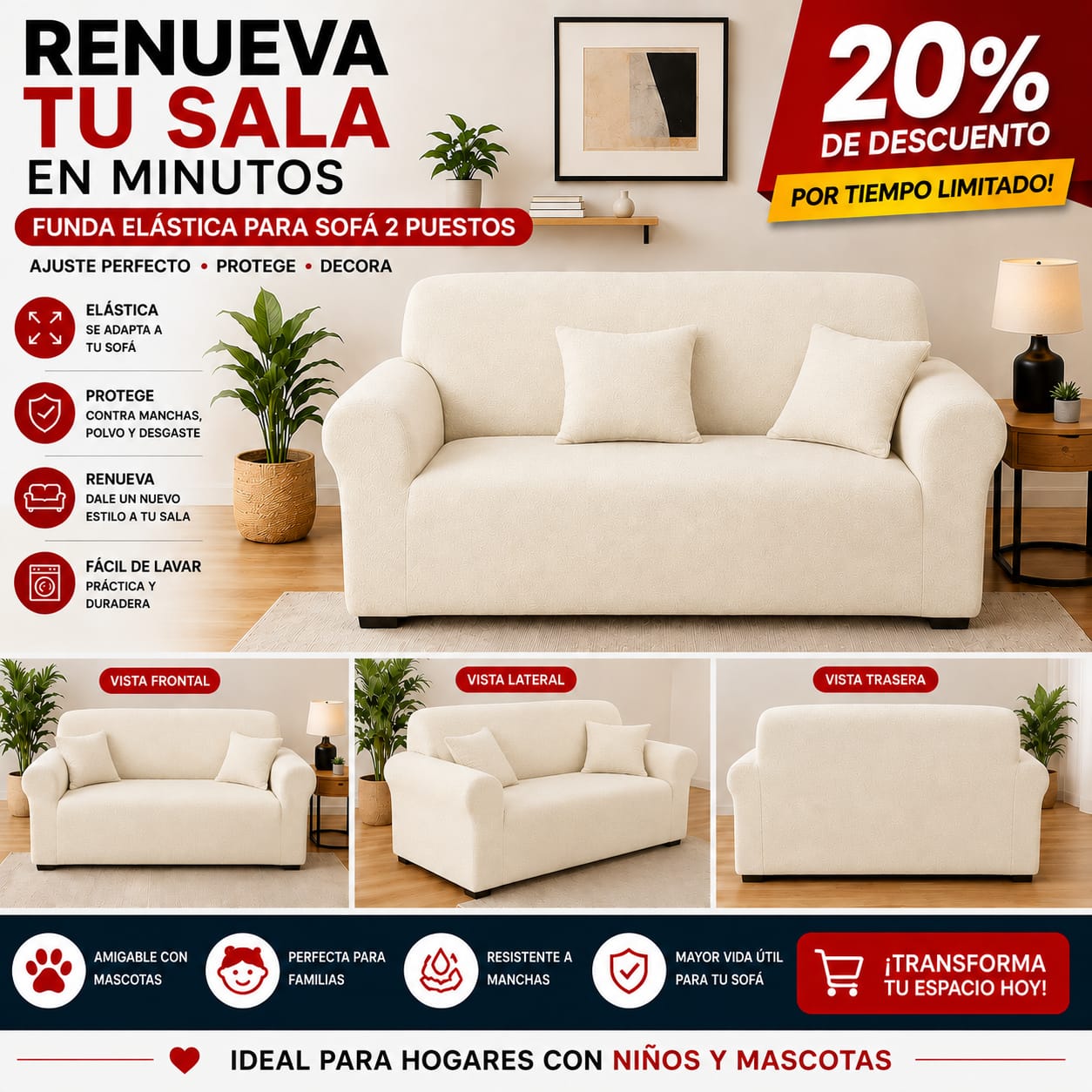 FUNDA PREMIUM AJUSTABLE PARA SOFA  20% DE DESCUENTO ⭐️⭐️⭐️⭐️⭐️
