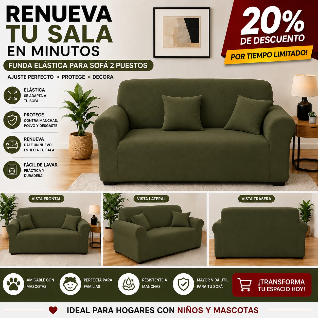 FUNDA PREMIUM AJUSTABLE PARA SOFA  20% DE DESCUENTO ⭐️⭐️⭐️⭐️⭐️