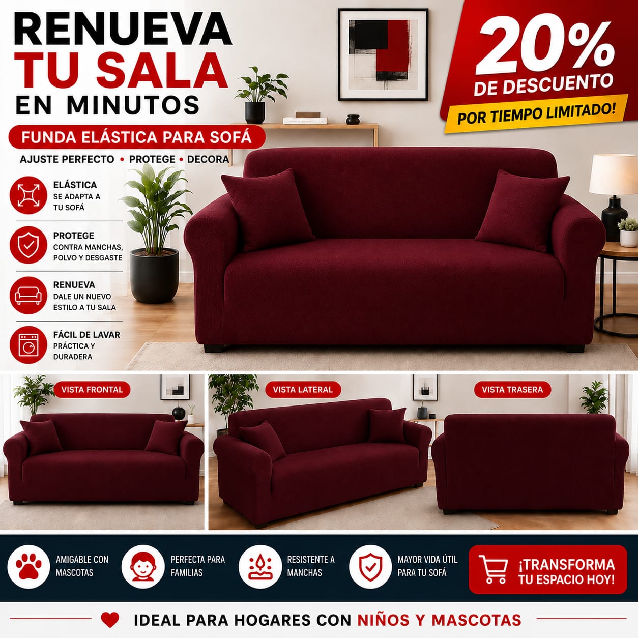 FUNDA PREMIUM AJUSTABLE PARA SOFA  20% DE DESCUENTO ⭐️⭐️⭐️⭐️⭐️