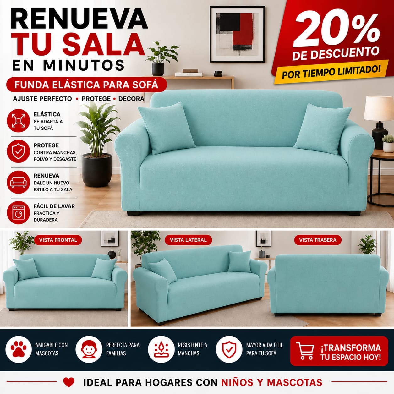 FUNDA PREMIUM AJUSTABLE PARA SOFA  20% DE DESCUENTO ⭐️⭐️⭐️⭐️⭐️