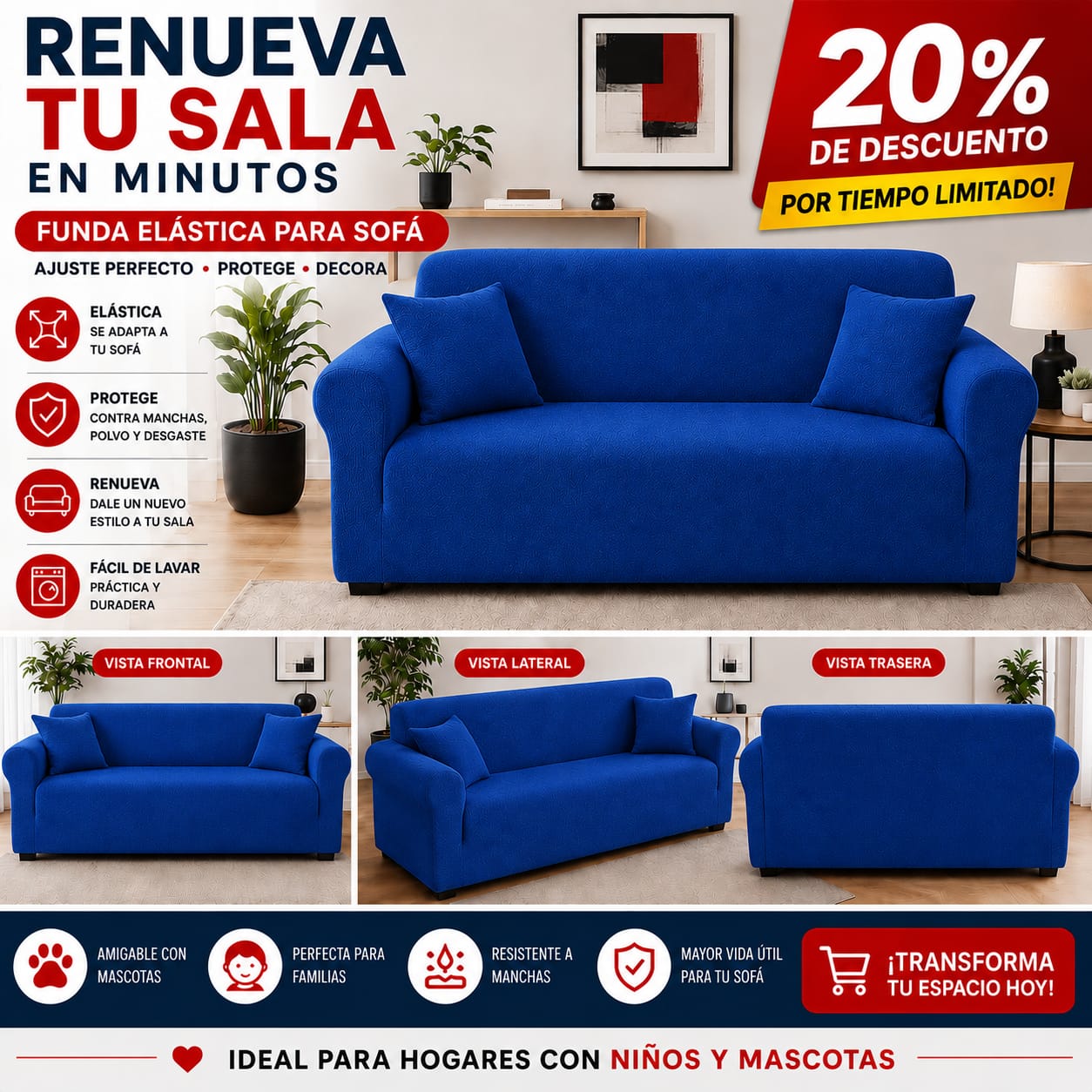 FUNDA PREMIUM AJUSTABLE PARA SOFA  20% DE DESCUENTO ⭐️⭐️⭐️⭐️⭐️