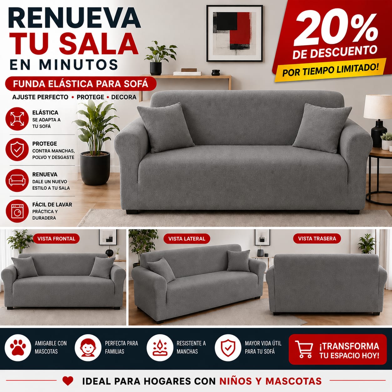 FUNDA PREMIUM AJUSTABLE PARA SOFA  20% DE DESCUENTO ⭐️⭐️⭐️⭐️⭐️