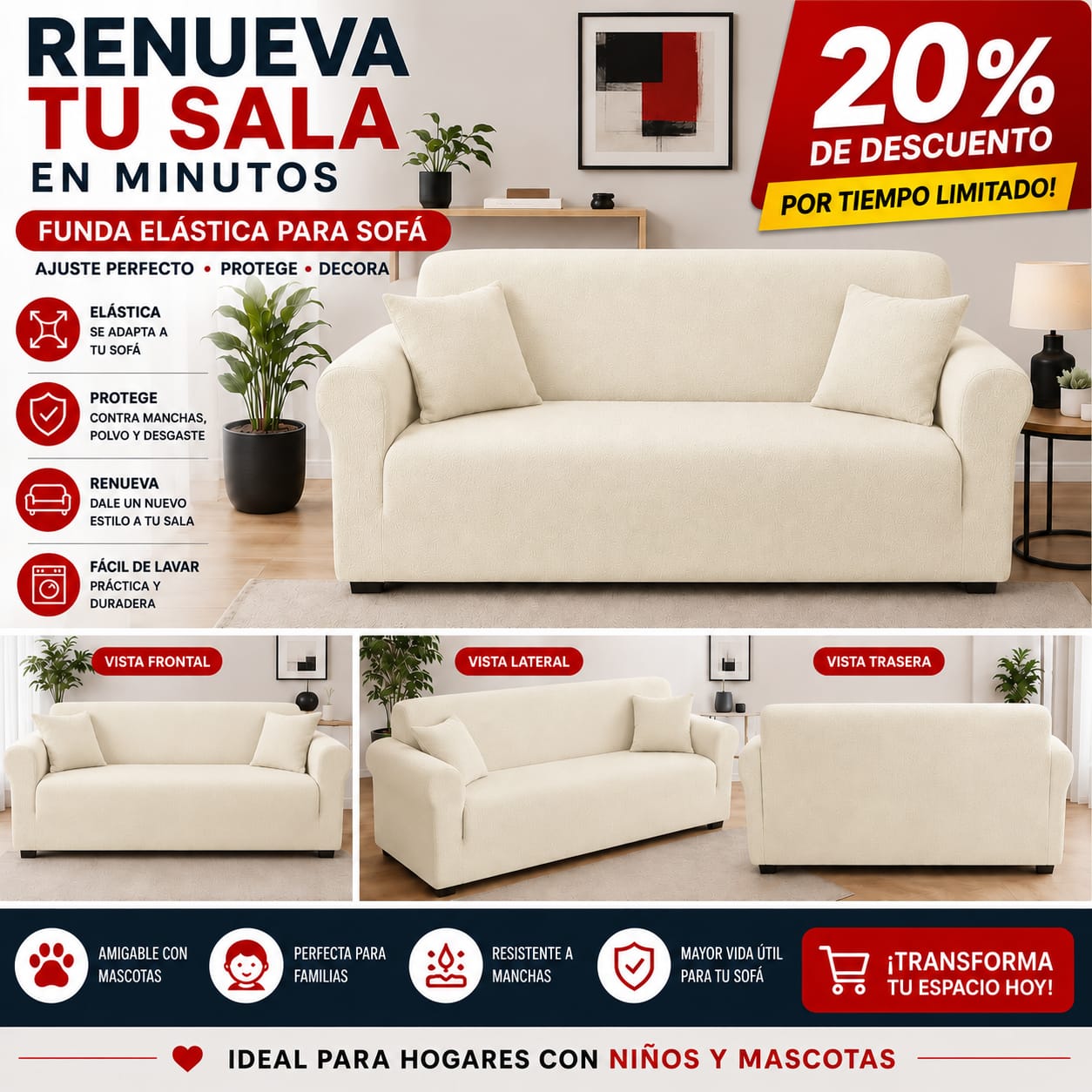 FUNDA PREMIUM AJUSTABLE PARA SOFA  20% DE DESCUENTO ⭐️⭐️⭐️⭐️⭐️