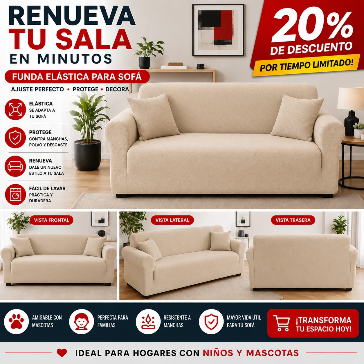 FUNDA PREMIUM AJUSTABLE PARA SOFA  20% DE DESCUENTO ⭐️⭐️⭐️⭐️⭐️